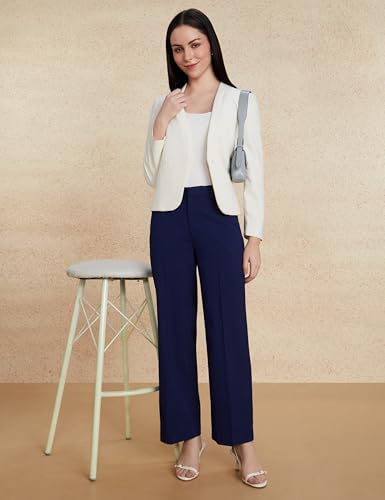 Image of Amazon Brand - Symbol Women Wide Leg Formal Trouser (High Rise | Ankle Length |Formal Pants | Office Wear) (Available in Plus Sizes)