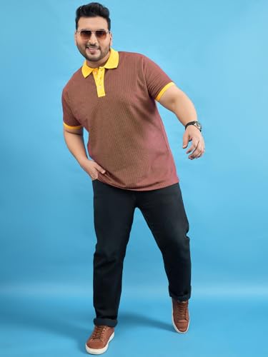 Polo marron imprimé grande taille pour hommes à manches courtes