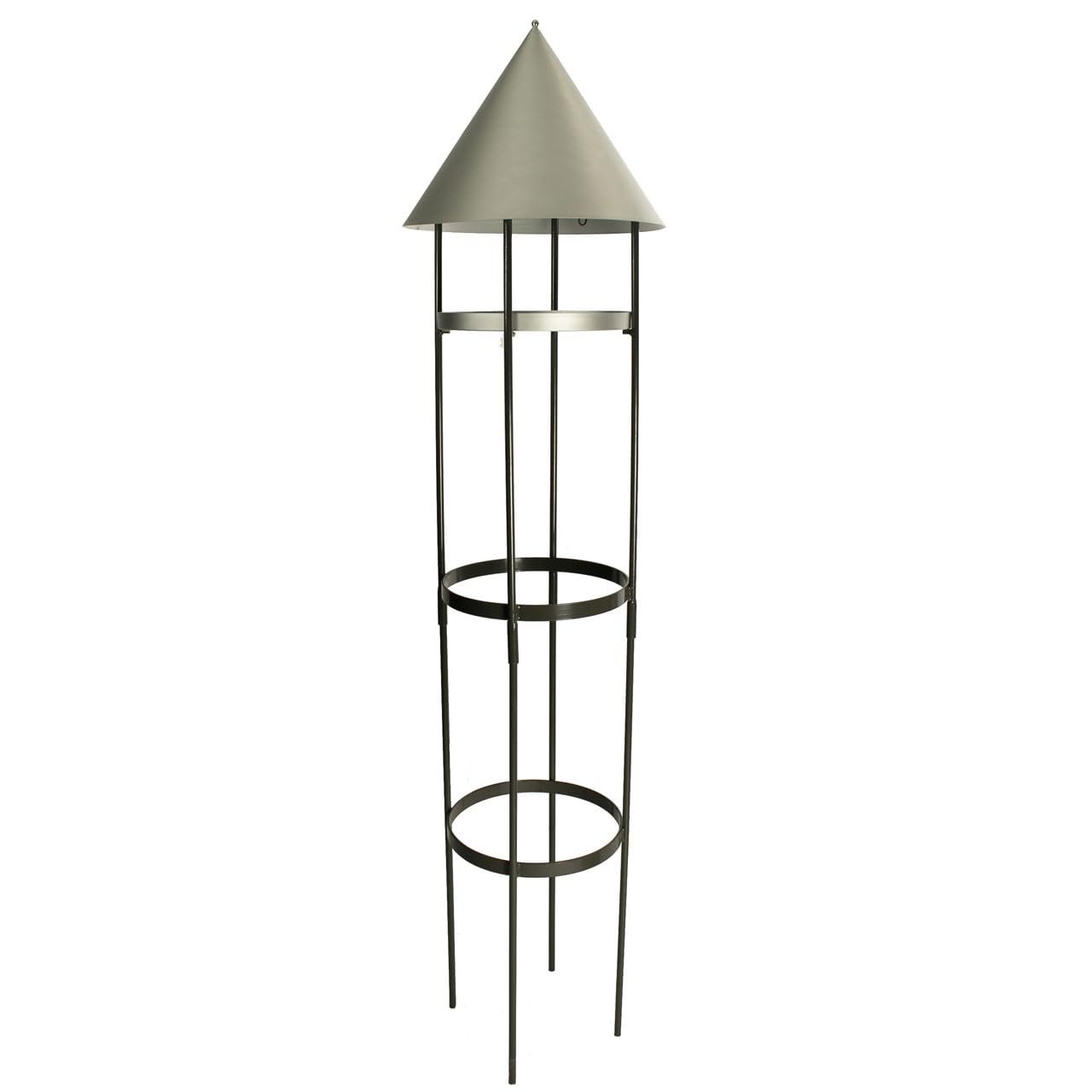 Videx Vogelhaus Pavillon mit Ständer Metall | Aluminium-Dach matt gebürstet | Vogelfutterstation modern | 175 cm hohe Futterstation Wildvögel, wetterfest