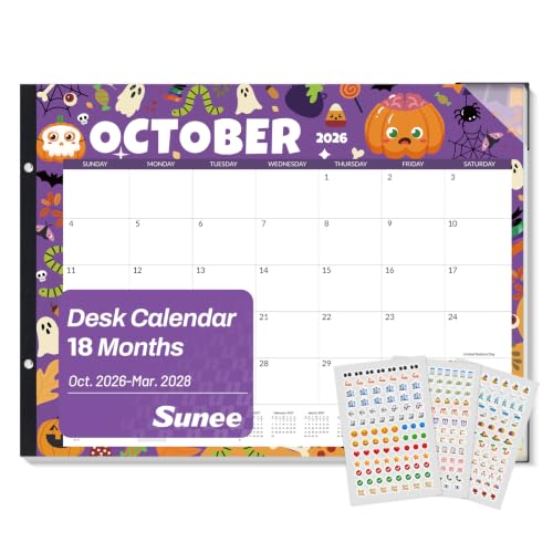 Image of SUNEE Desk Calendar 2026-2027 Large 22x17 from October 2026 to March 2028, Extra Large Desktop Monthly Calendar Pad 18 Months For Teacher or Office, Desk Top, Seasonal