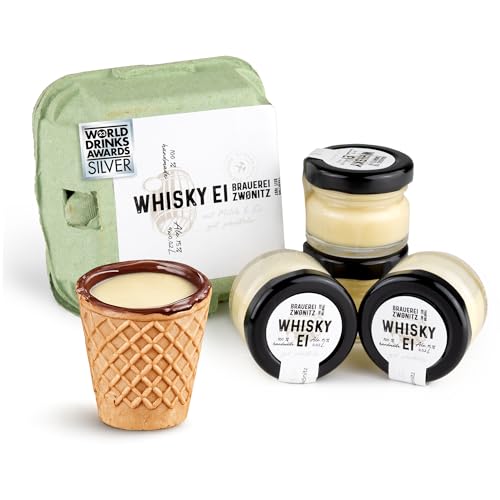 Brauerei Zwönitz Whisky Eierlikör aus dem Erzgebirge 4 x 0,02 Liter - Osterschnaps aus Sachsen mit Zwönitzer Whisky - Cremiger Osterlikör - Ostergeschenke Eierlikör