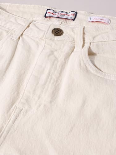 Image of The Indian Garage Co Men Slim Straight Fit Solid Mid-Rise Stretchable Jeans
