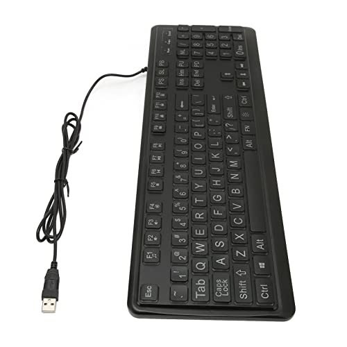 Clavier à gros caractères LED blanche pour le bureau et la maison