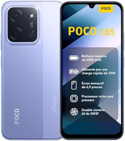 POCO C85 6+128 Purple (No Power Adapter Included)