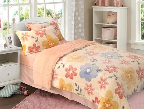 Meeting Story Twin Comforter Set for Kids, Floral Dreams Fluffy