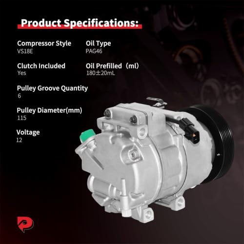 Image of PHOBOOS A /C Compressor with Clutch Compatible with Kia Sorento 2012-2014 & Hyundai Santa Fe Sport 2013-2018, L4 2.0L /2.4L. Fast Cooling, Low Noise, Easy Installation, Ref. CO-11349C, 198377
