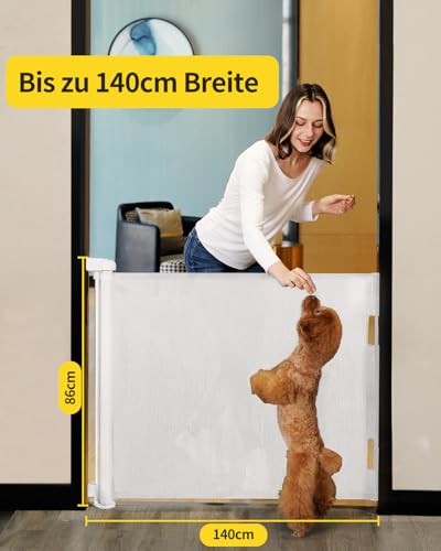 dearlomum Treppenschutzgitter Türschutzgitter Ausziehbar 0-140 cm,Baby Absperrgitter Schutzgitter Treppe für Kinder… – Ansicht 2
