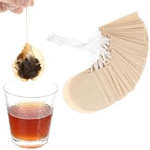 Ptwola 200 Pcs Tea Bags Empty for Loose Leaf Tea Disposable Round Tea Filter Bags Unbleached Paper Infuser Sachets with Drawstring for Coffee Bath Spice Brewing Soup Brew Bags