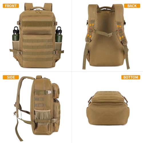 Sac a dos militaire respirant 30L avec sangles de compression marron - 5