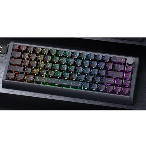 Image of MOLGRIA x SKYLOONG 60% Aluminum Gaming Keyboard, GK68 HE USB Wired Magnetic-Switch RGB Backlit Mechanical Keyboards with South-Facing Print Contour Line Keycap and Knob Multi-Layer Gasket(Black)