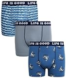 Life is Good Boys' Boxer Briefs - 3 Pack Casual Stretch Comfort Boys Boxers - Kids Boxer Briefs Underwear for Boys (6-18), Size 16-18, Federal Blue/Tradewinds/Sky Blue Print