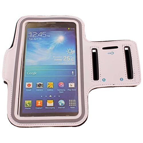 Sports Running Armband Compatible with Google Pixel 8 Pro/7 Pro - White Gym Workout Case Cover Band