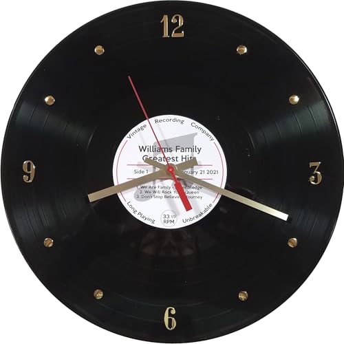 Personalized Vinyl Record Wall Clock (Display Your Special Songs) -