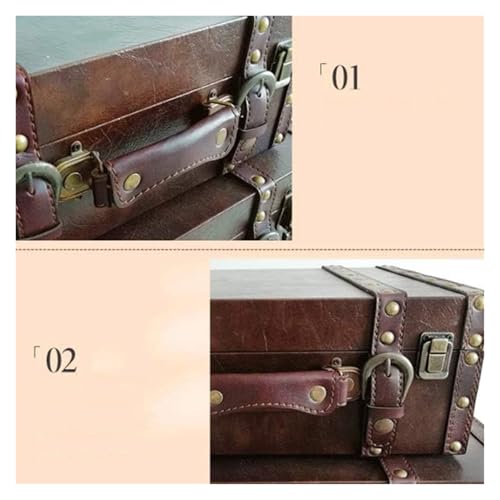 Vitrine vintage avec valise rétro en bois pour souvenirs - 7