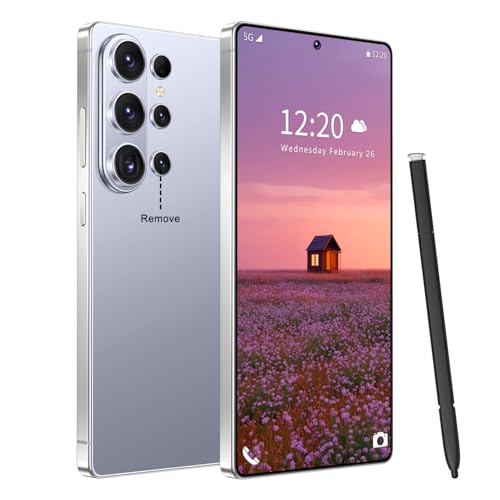 I26 Ultra 5G Unlocked Phones, Built in Pen, 7000mAh Long Battery Life Smartphone, 6.99" HD Screen Unlocked Cell Phone, 16+512GB Phone for Android15, Face ID/Fingerprint Lock/Dual SIM/GPS (Silver Blue)