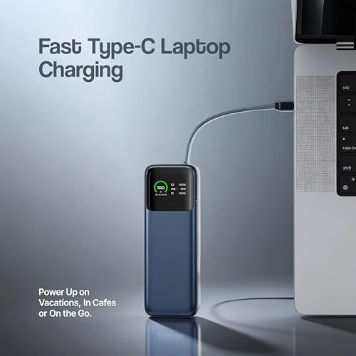 Image of Ambrane 240W Fast Charging Powerbank for MacBook, Type C Laptop & Mobile Charging, USB-A Output 27000mAh Battery, Triple Output, Power Delivery & Quick Charge (Powerlit Ultra 240, Grey)