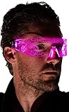 Neon Nightlife LED Light Up Glasses, Pink | Cyberpunk Goggles, Rezz Visor Robocop Futuristic Electronic Lights