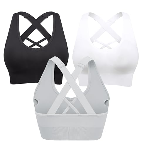 Heathyoga Adjustable High Impact Sports Bras for Women High Support Padded Workout Bras Strappy Sports Bra Pack for Yoga