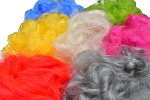 Image of M.G Enterprise Merino Felting Wool Roving Combo 350 gm (50 gm Each). Best Used with Felt Needles, Needle Felting Pad,Wet Felting, Good for Felted Characters Making, Blending and Weaving.