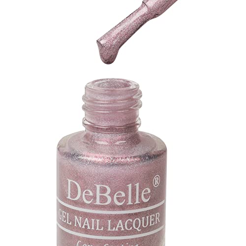 Image of DeBelle Gel Nail Lacquer Awesome Andrea(Metallic light purple nail polish)| Non UV - Gel Finish |Chip Resistant | Seaweed Enriched Formula| Long Lasting|Cruelty and Toxic Free| 6ml
