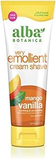 Alba Botanica Very Emollient Cream Shave, Mango Vanilla 8 oz ( Pack of 2)