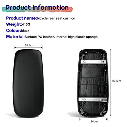 auvstar Bike Rear Seat Cushion,Children Bicycle Back Seat Safety Kids Bicycle Rear Seat Bicycle Bike Parts Accessories,PU Leather Soft Cushion Rear Rack Seat,Suitable for Children and Adults - Image 2