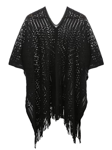 Soul Young Knitted Poncho Sweater for Women Ladies Pullover Wraps Cozy Topper shawl Cape2