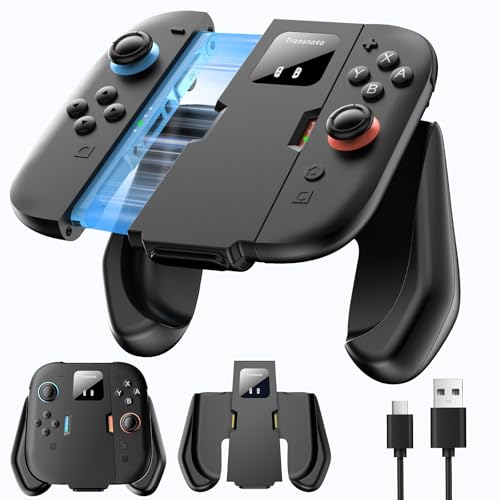 Transnovo ジョイコン2用充電式コントローラ スイッチ２対応 プレイしながら充電可能 充電式グリップ 安全な充電 マグネット＆スナップフィット構造 安定性強化