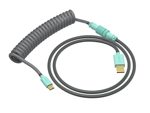 Image of Ranked Coiled Keyboard Cable | Handcrafted Double-Sleeved Braided Cable | USB Type C to A | 5-Pin Aviator Connector for Custom Mechanical Gaming Keyboard | Support Fast Charge 20W (Dolch)
