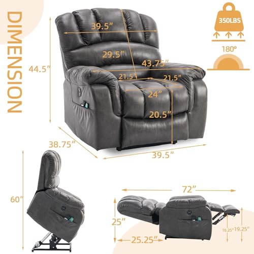 Sillón reclinable eléctrico metálico gris miniatura 2