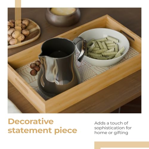 Image of Lifelong Premium Handcrafted Wooden Tray for Serving(16x10inch) Tray Set for Decoration | Kitchen & Dining Organizer | Premium MDF | Large, Medium, Small Multipurpose Tray | Enamel Coated Waterproof