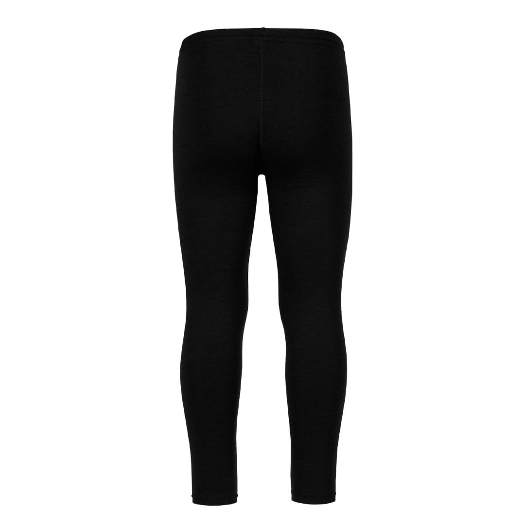 menique Kinder 100% Merino Thermo-Leggings, Schwarz, 122-128cm
