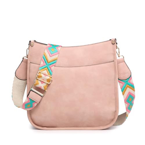 Image of JEN & CO. Crossbody Bags for Women Trendy Vegan Leather Hobo Purses Shoulder Handbags with Wide Adjustable Guitar Strap