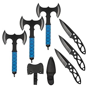 Throwing Axes and Tomahawks Double Sided Set,10 inch Full Tang Stainless Steel,Protective Nylon Sheath,Throwing Hatchet for Competition and Recreation,Throwing Axe 3 Pack