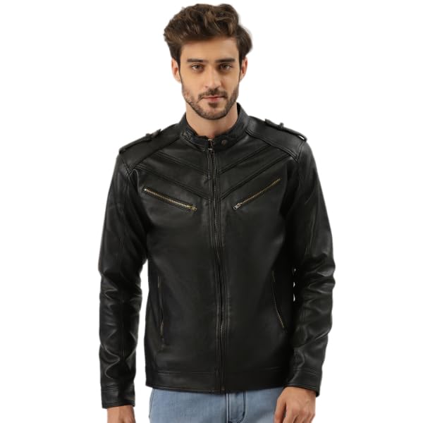 Leather Retail Men’s Black Spanish Design Faux Leather Jacket Leather Retail Men’s Black Spanish Design Faux Leather Jacket
