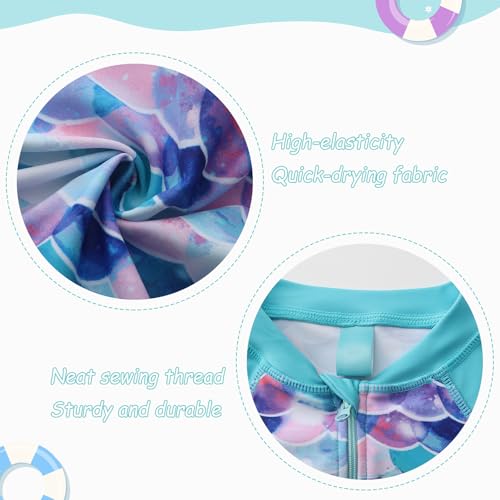 Girls One Piece Swimsuits Long Sleeve Swim Dress for Girls Hawaiian Skirted Bathing Suit Summer Swimwear 3-16 Years4