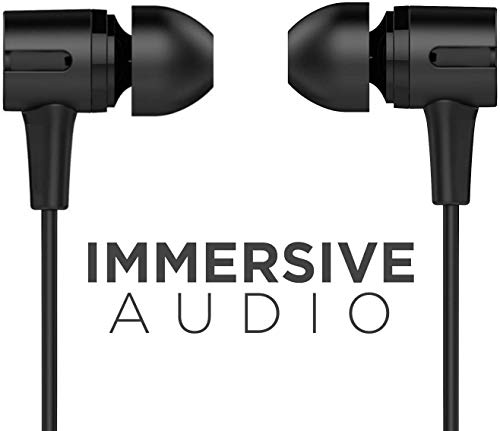 Image of Meyaar SP Durable Designed Metal Earphones Earbuds with Microphone & Deep Bass Clear Sound Noise Isolating in Ear Headphones, Ear Buds for Cell Phones, Tablet for All Smartphones (Metal Black)