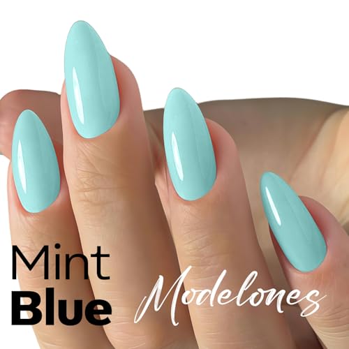 Image of modelones Mint Blue Gel Nail Polish Baby Blue Gel Polish Jade Nail Poish Soak Off Pastel U V Nail Design Salon Nail DIY Manicure 15 ML
