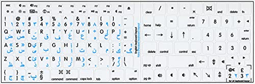 Etiquetas para teclado MAC inglés-farsi fondo blanco