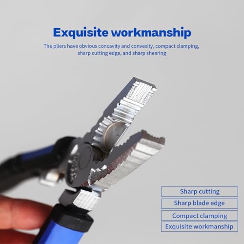 Image of Multifunctional Plier and Wire Stripper, 8 Inch Combination Cutter, Chrome Vanadium Steel Jaws, Comfort Grip Pliers Tool for DIY Electrical Repair & Tools Kit