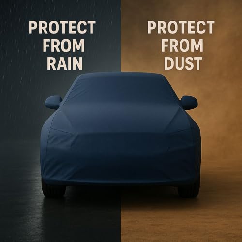 Image of Waterproof Car Cover for Maruti Suzuki Baleno | Dust Proof, UV Protection, Scratch Proof Fabric | Comes with Mirror Pockets | Triple Stitching | Includes Elastic Grip (Navy Blue)