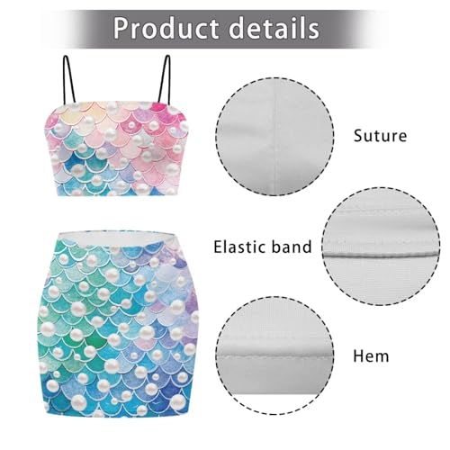 Image of Biyejit Women's 2 Piece Summer Outfits Spaghetti Strap Crop Tops and Bodycon Mini Skirt Dress Set Plus Size S-4XL