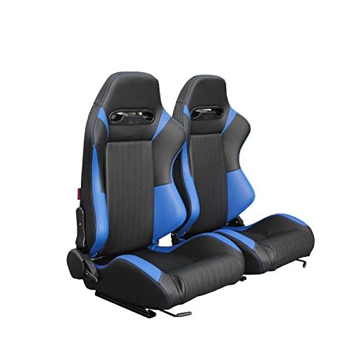 MODAUTO Asiento Deportivo Coche,Semibaquet Ajustable,con Ríeles incluidos,Conductor y Pasajero, Universal para Coche y Simulador de Conducción,Sky-Cuero sintético Negro-Azul… (N602LR, Piloto+Copiloto)