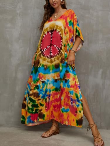 Image of Kaftan Dresses for Women Plus Size Summer Beach Dress with Print and Swim Cover Ups