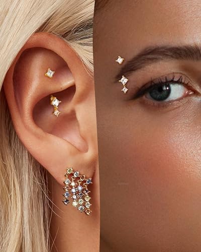 Minimalist Rook Earrings 8MM Silver Rook Piercing Jewelry Stainless Steel Clear CZ 16G Belly Button Ring Curved Barbell2