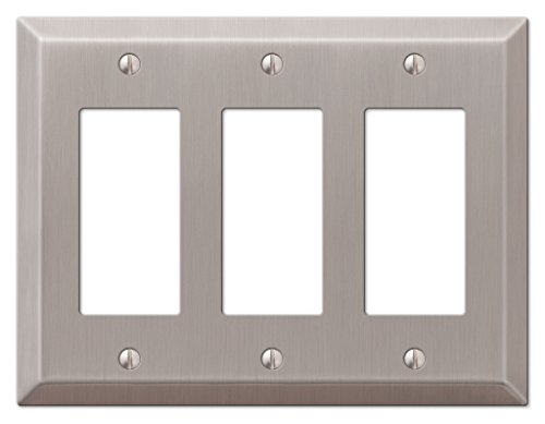 Amerelle Century Triple Rocker Steel Wallplate in Brushed Nickel