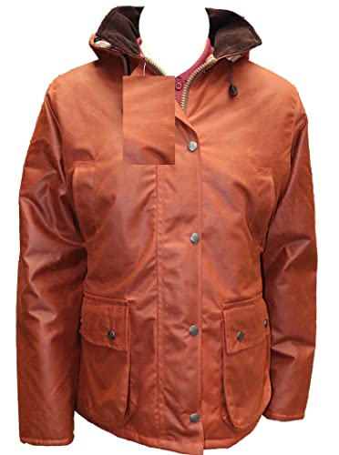 Image of Hunter Outdoor London Ladies Wax Jacket in Chestnut, Size S, Regular Fit, Women's Coat with Detachable Hood