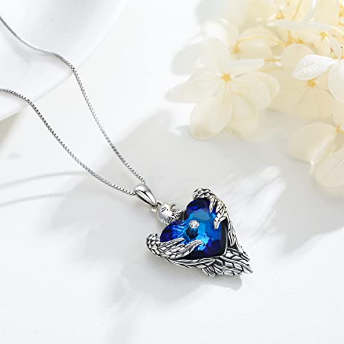 JUSTKIDSTOY Eagle Necklace for Women 925 Sterling Silver Hawk Bald Eagle Pendant Necklace with Blue Crystal Jewelry Graduation Gifts for Daughter Girlfriend3