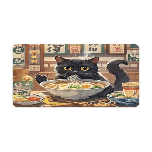 Interesting Black Cat Mouse Pad grande antideslizante 60x30 cm