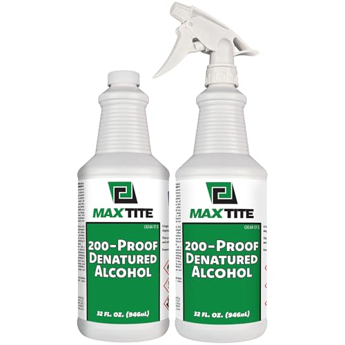 Image of MAXTITE 200-Proof (100%) Denatured Alcohol with Heavy-Duty Sprayhead - 32 fl oz, 2 Pack (64 fl oz Total) - for Industrial, DIY, or Professional Use - Solvent, Cleaner, Additive - Made in USA